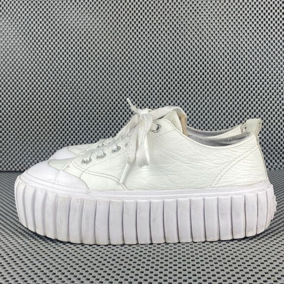 Diesel S-Hanami Sneakers Womens Size 7 White Leather Low Top Platform Lace Up - Picture 2 of 13